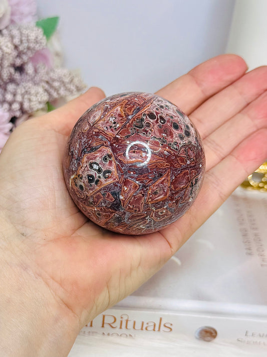 Leopard Skin Jasper Sphere on Stand 248g