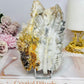 Large Druzy Quartz Carved Leaf on Stand 13cm 334g