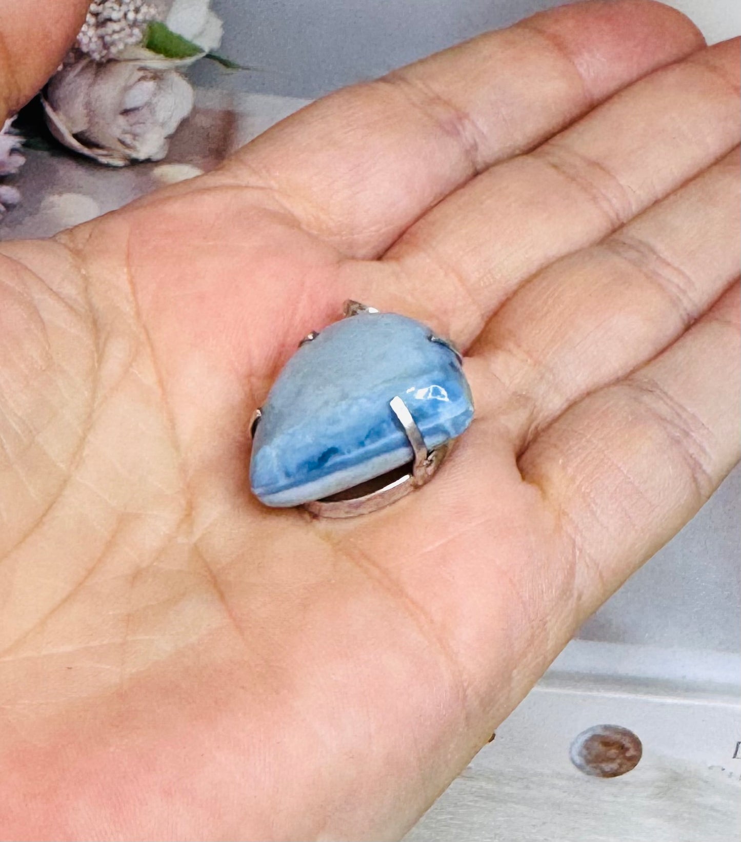 Owhyee Blue Opal Sterling Silver Pendant in Gift Bag