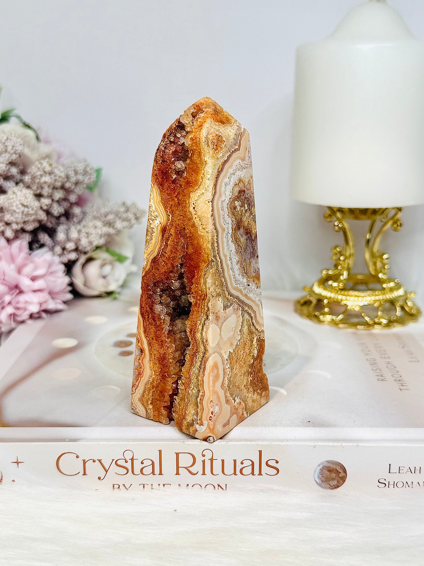 Crazy Lace Mexican Agate Druzy Tower | Obelisk 11.5cm