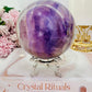 Huge 1.53KG Purple Fluorite Sphere with Rainbows on Stand