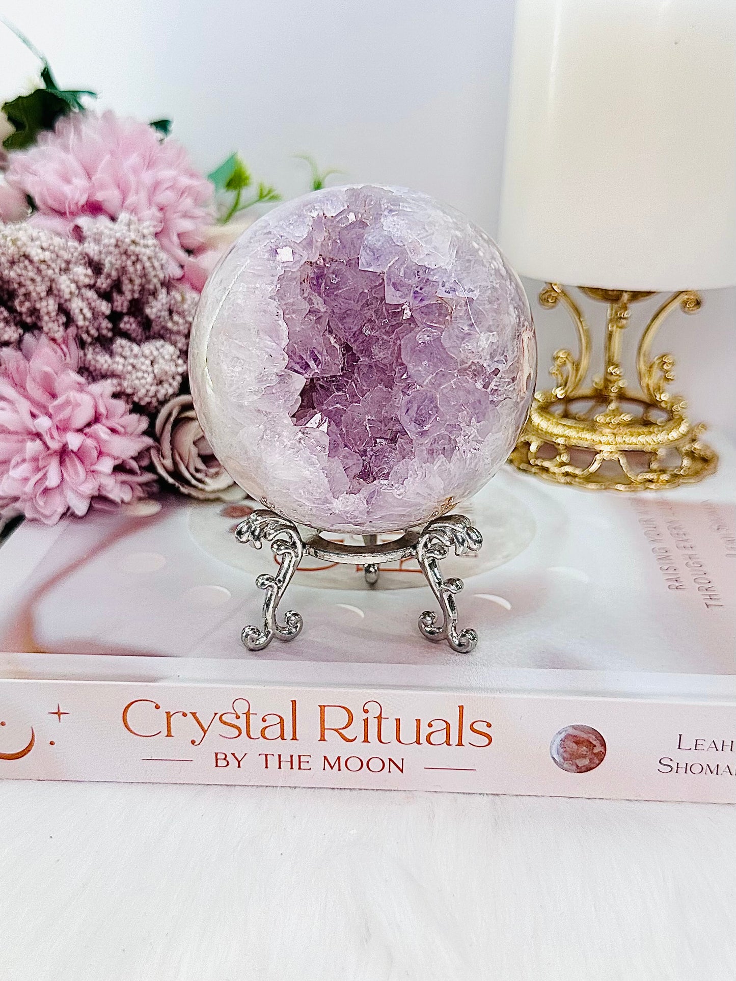 She Is Divine!!! All Class, Gorgeous Large 396gram Druzy Pink Amethyst Sphere From Brazil On Stand An Absolute Stunner