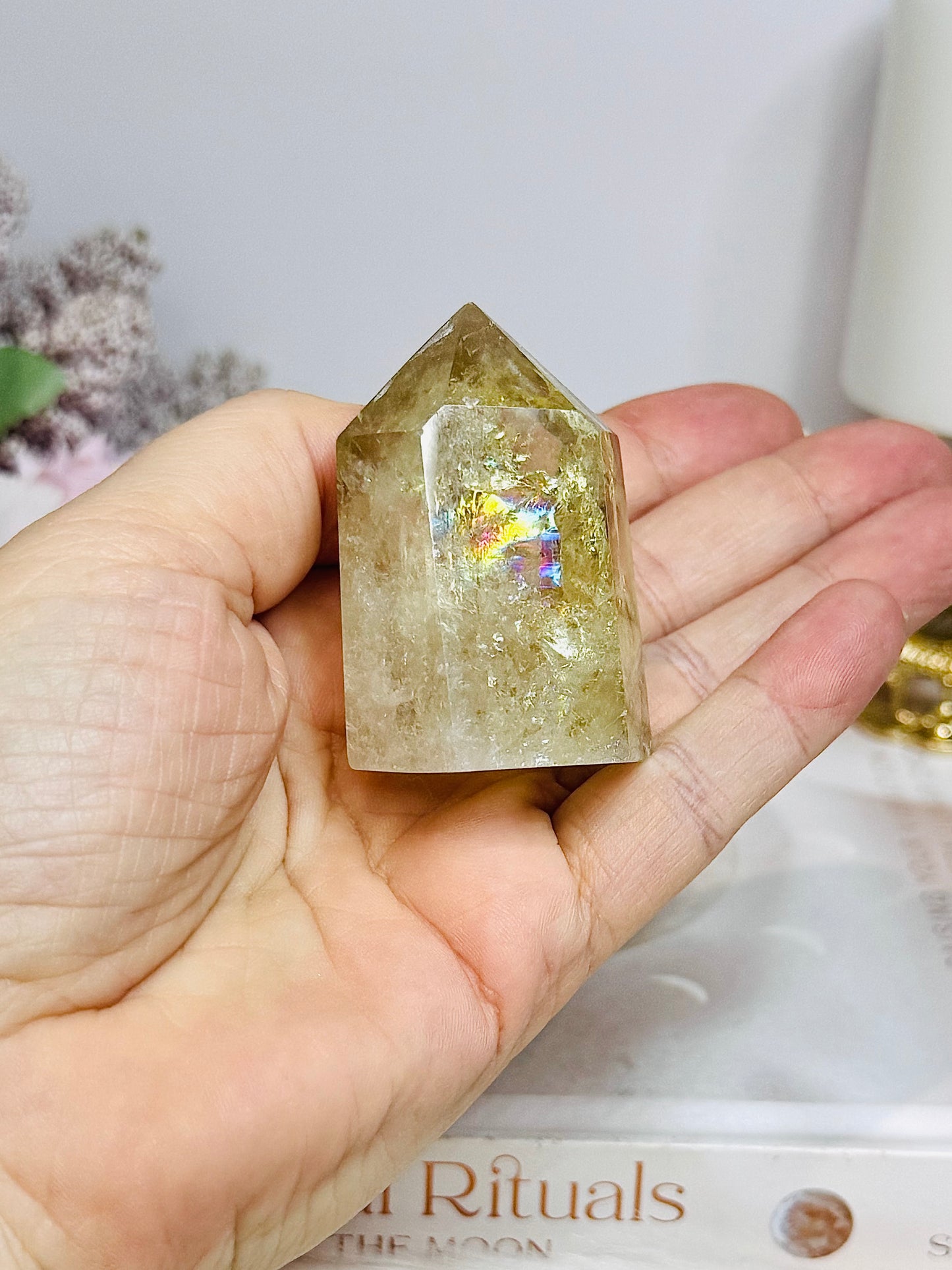 Citrine Tower with Rainbows 5cm