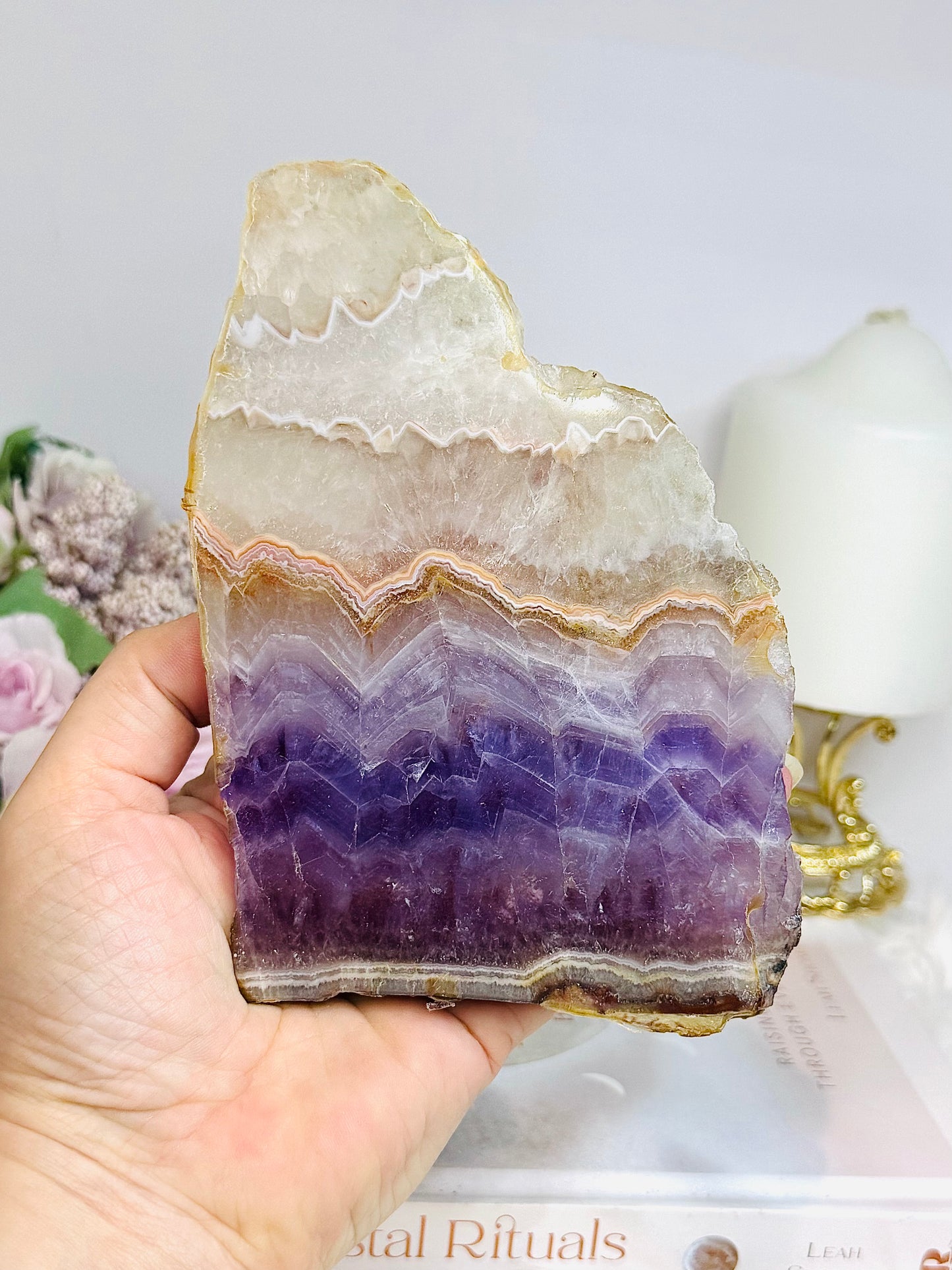 Crazy Lace Amethyst Slab on Stand (slab size 14cm)