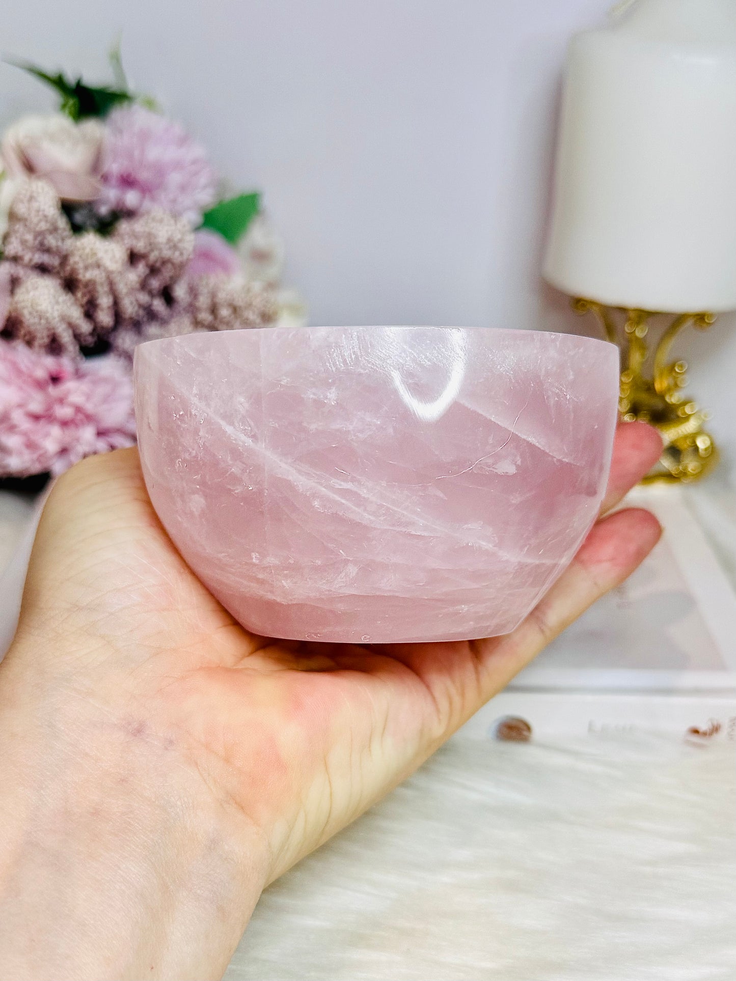 Large Chunky Rose Quartz Bowl 684g