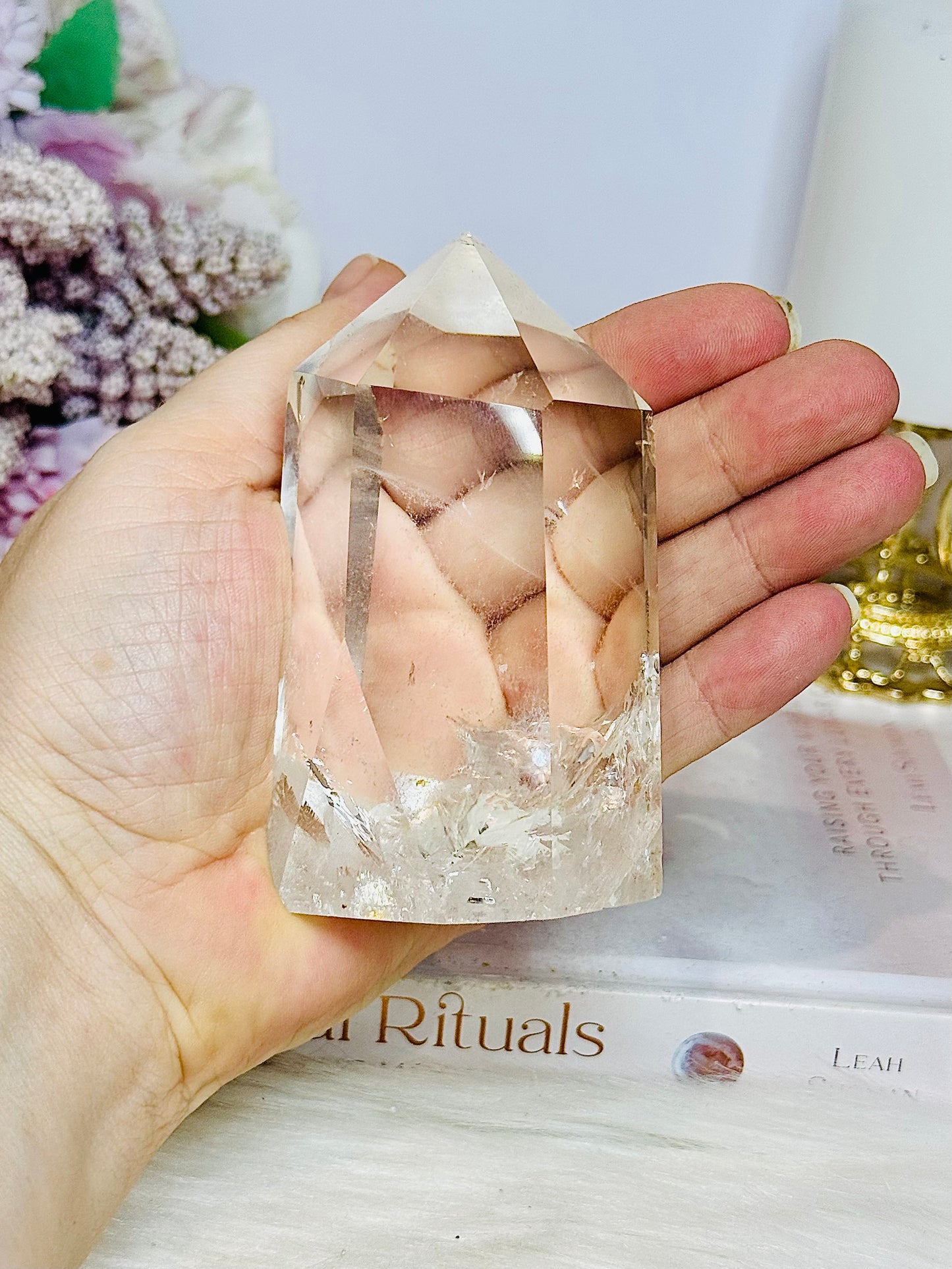 High Grade Clear Quartz Chunky Tower with Rainbows 10cm 324g