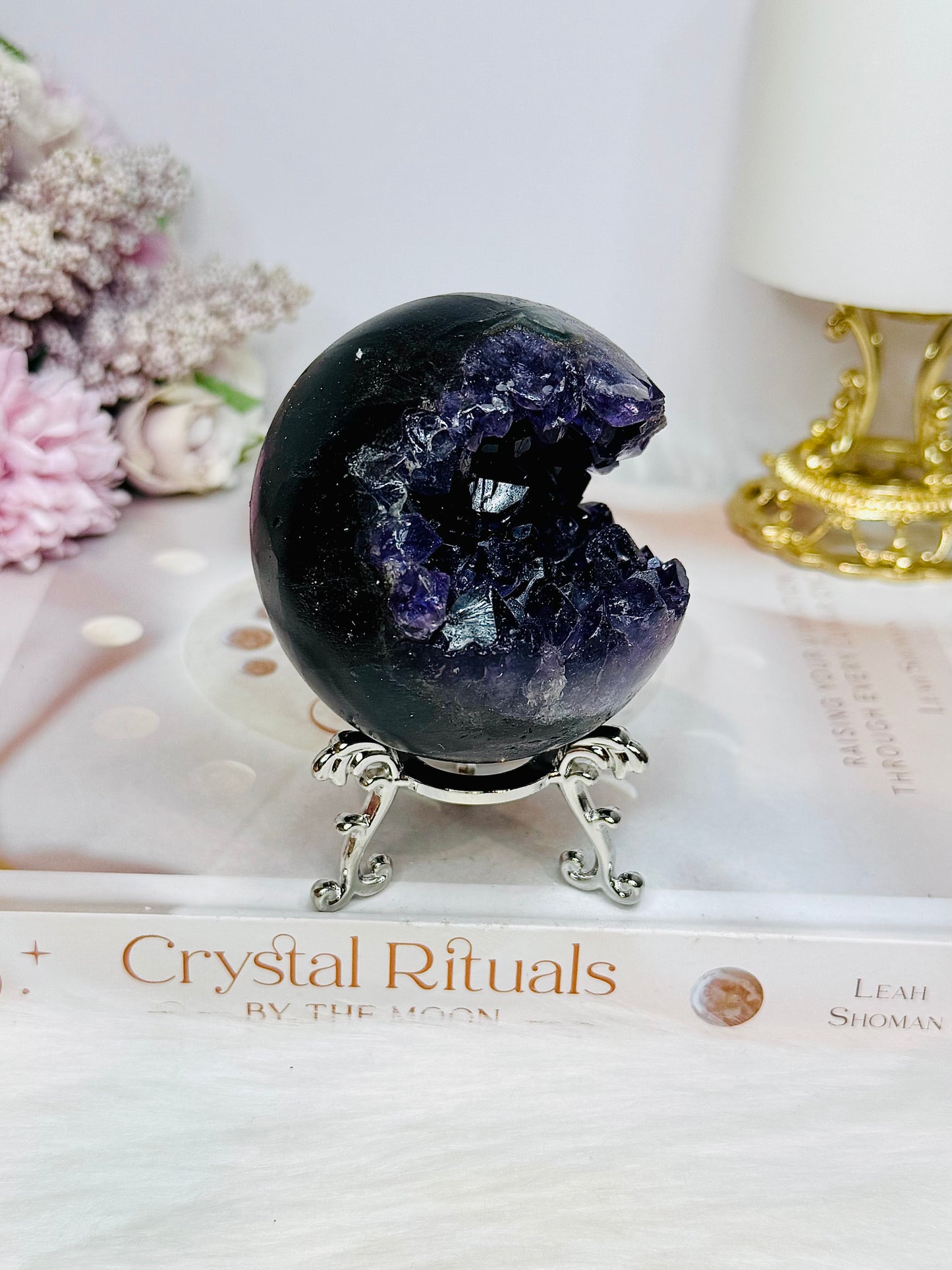 Large Druzy Amethyst Sphere on Stand 359g