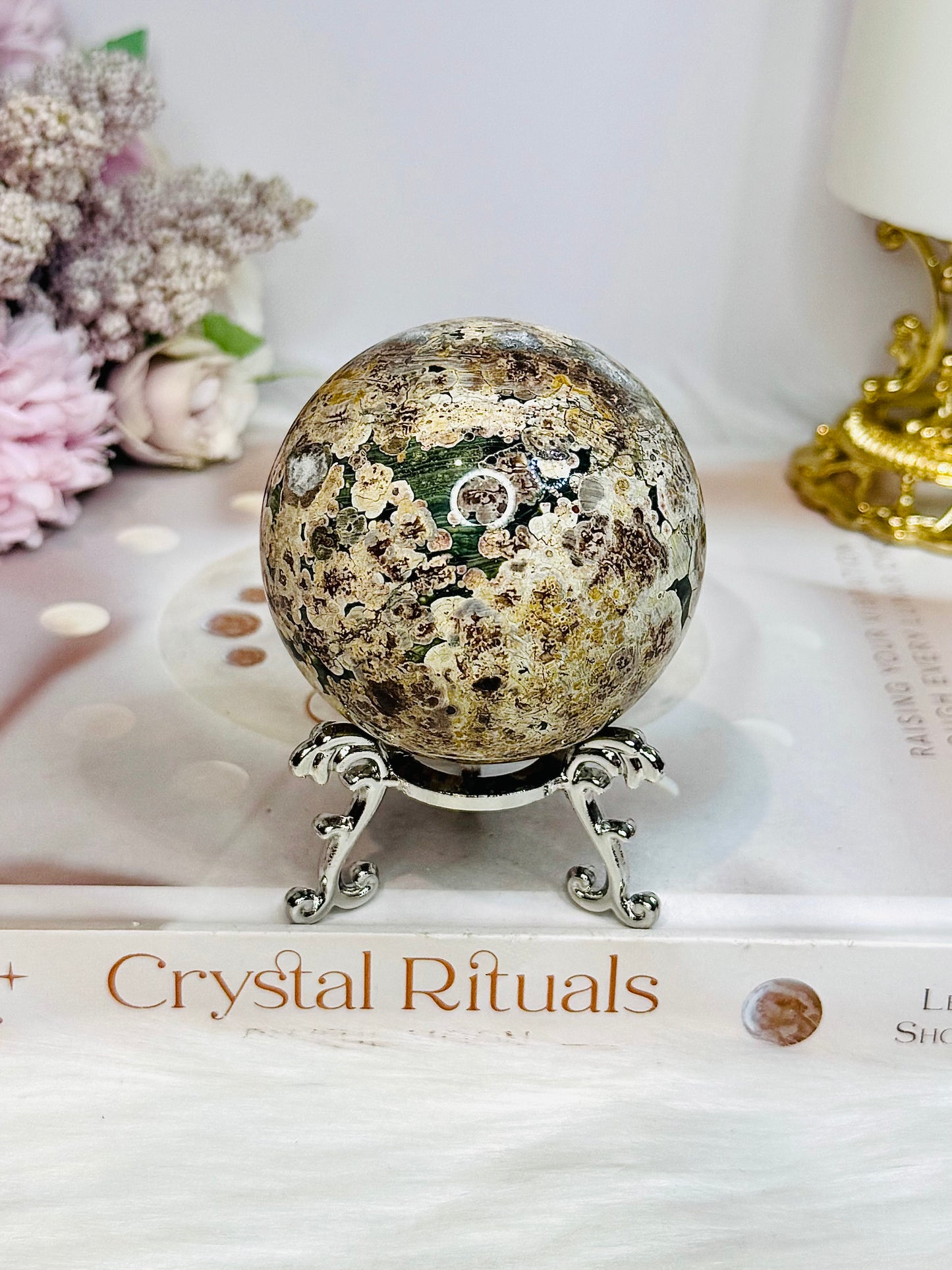 Sakura Agate Sphere on Stand 6.5cm