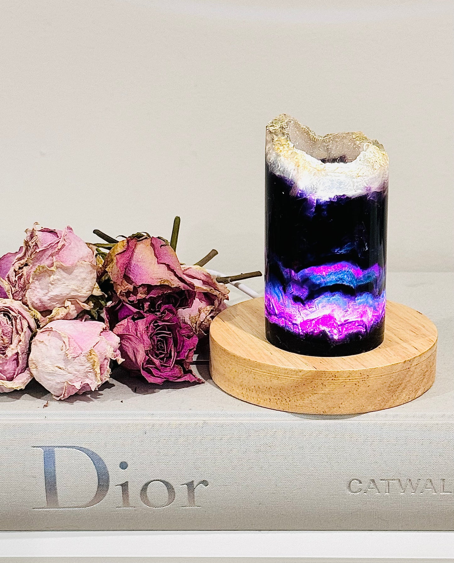 Stunning 10cm 342gram Colourful Fluorite Lamp on Light Stand