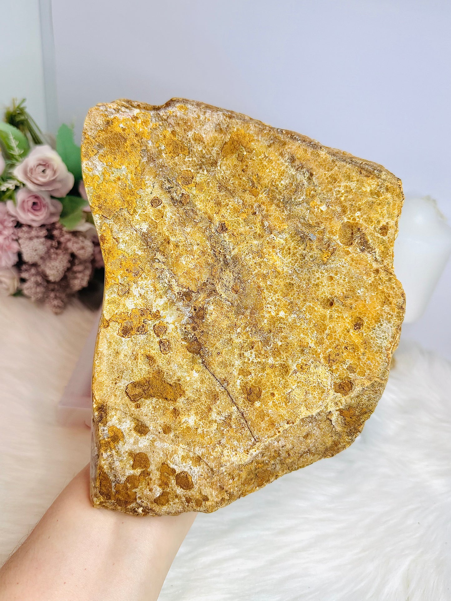 Chunky Pink Amethyst Druzy Slab On Stand 21cm 1.8KG