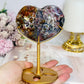 Large High Grade Ocean Jasper Peach Heart on Stand 12cm
