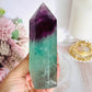 Stunning High Grade Watermelon Fluorite Chunky Tower with Rainbows 13cm