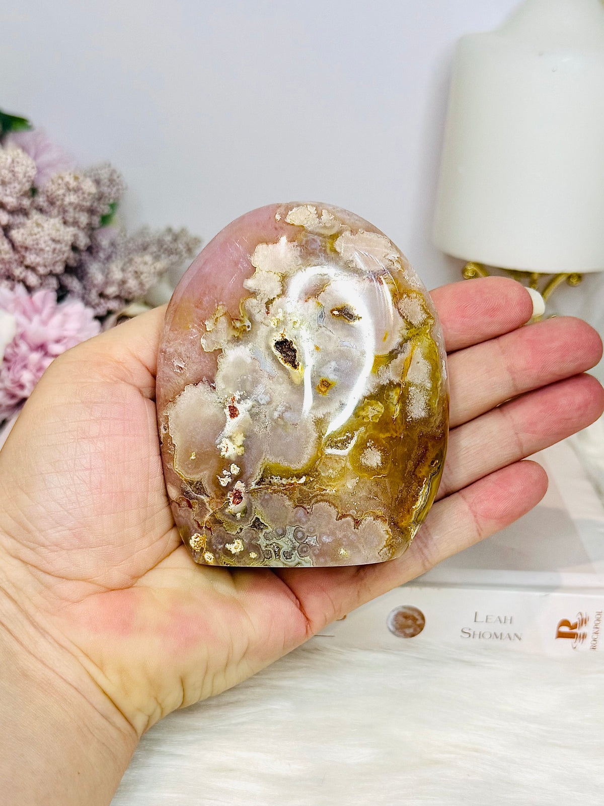 Flower Agate Druzy Freeform 8.5cm
