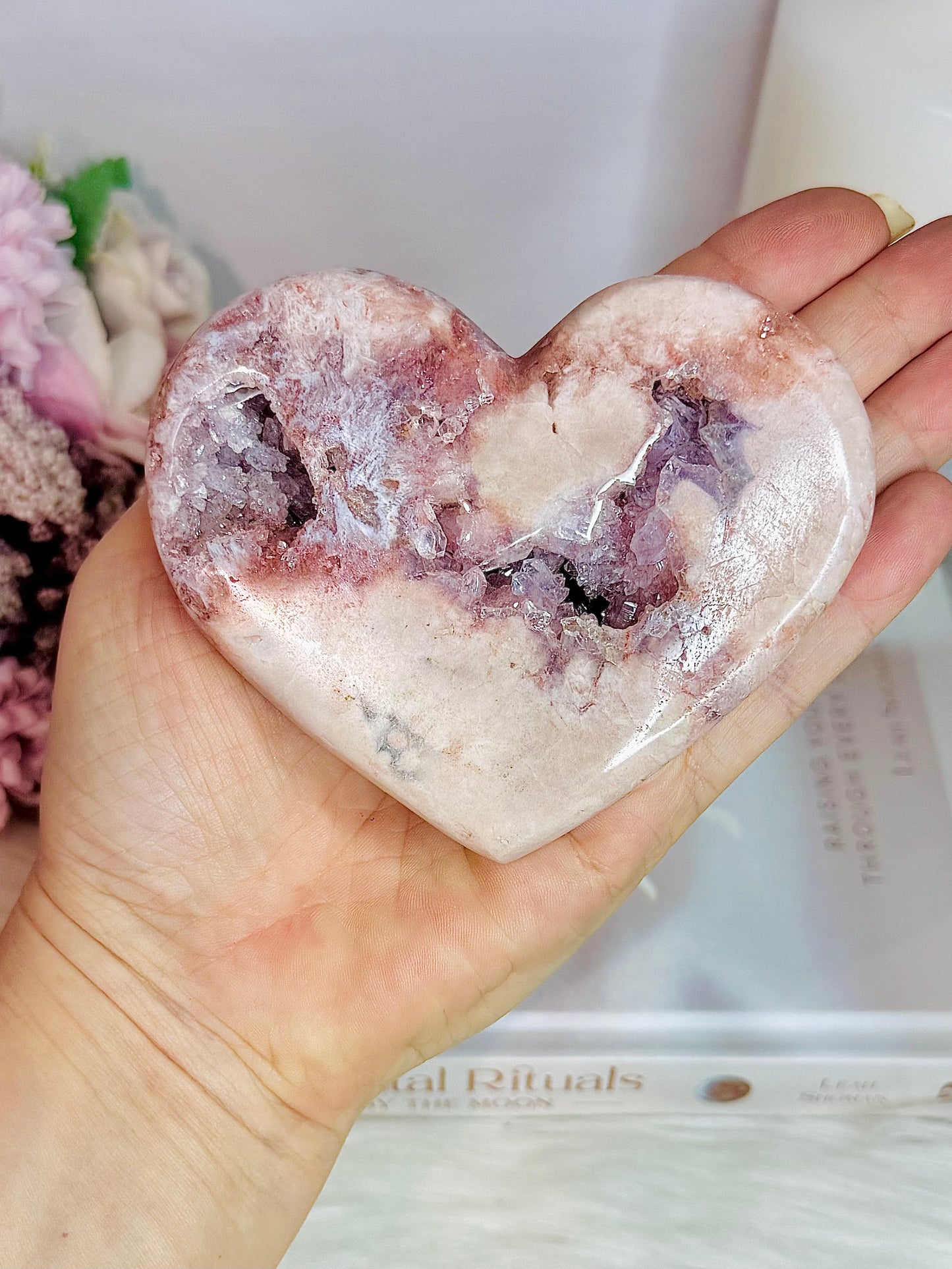 Precious Pink Amethyst Druzy Amethyst Heart on Stand 11cm