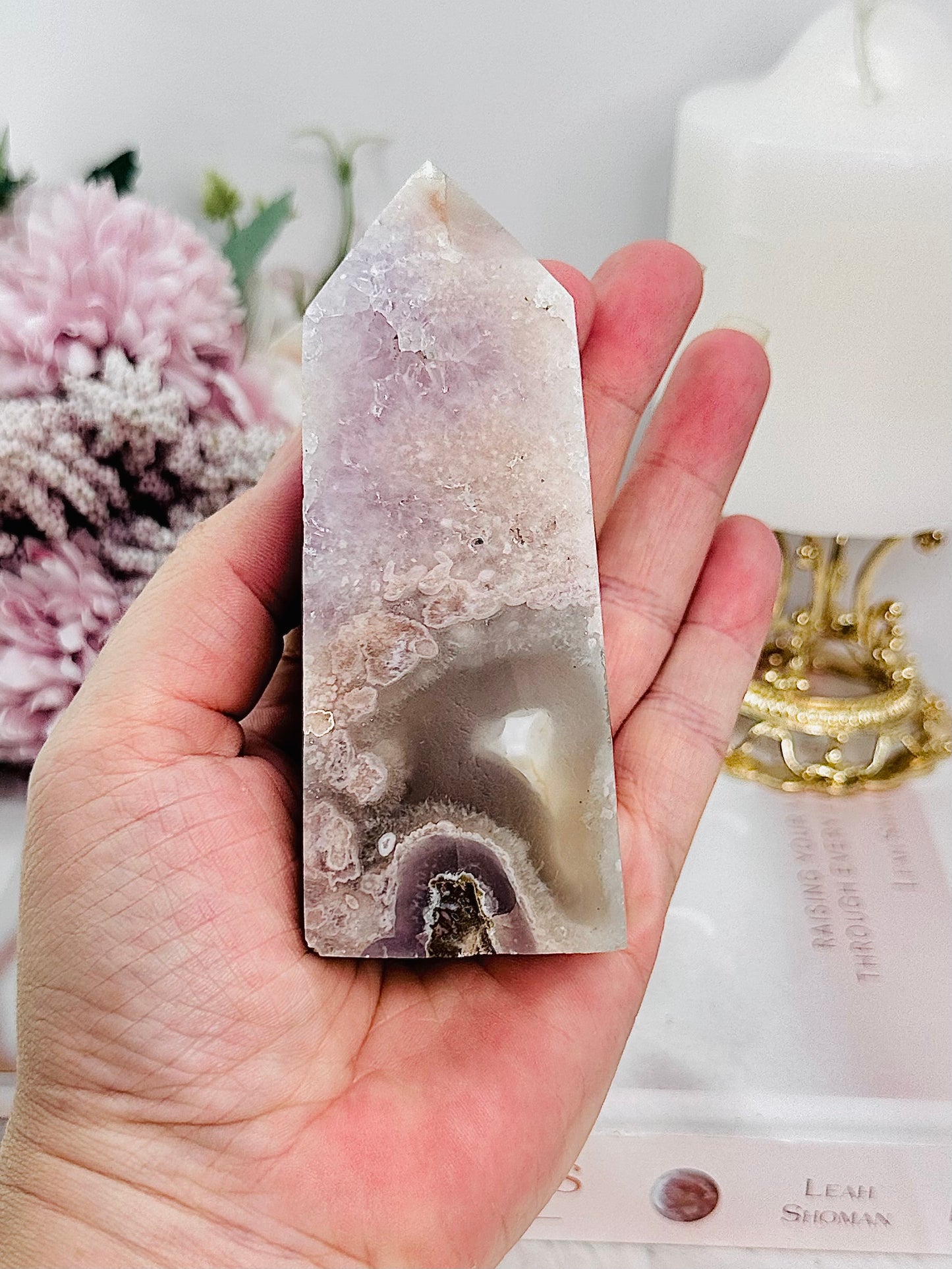 Incredibly Beautiful Druzy Pink Amethyst X Agate Tower 11cm 235grams