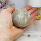 Moonstone Sphere with Blue Flash 6.5cm On Stand