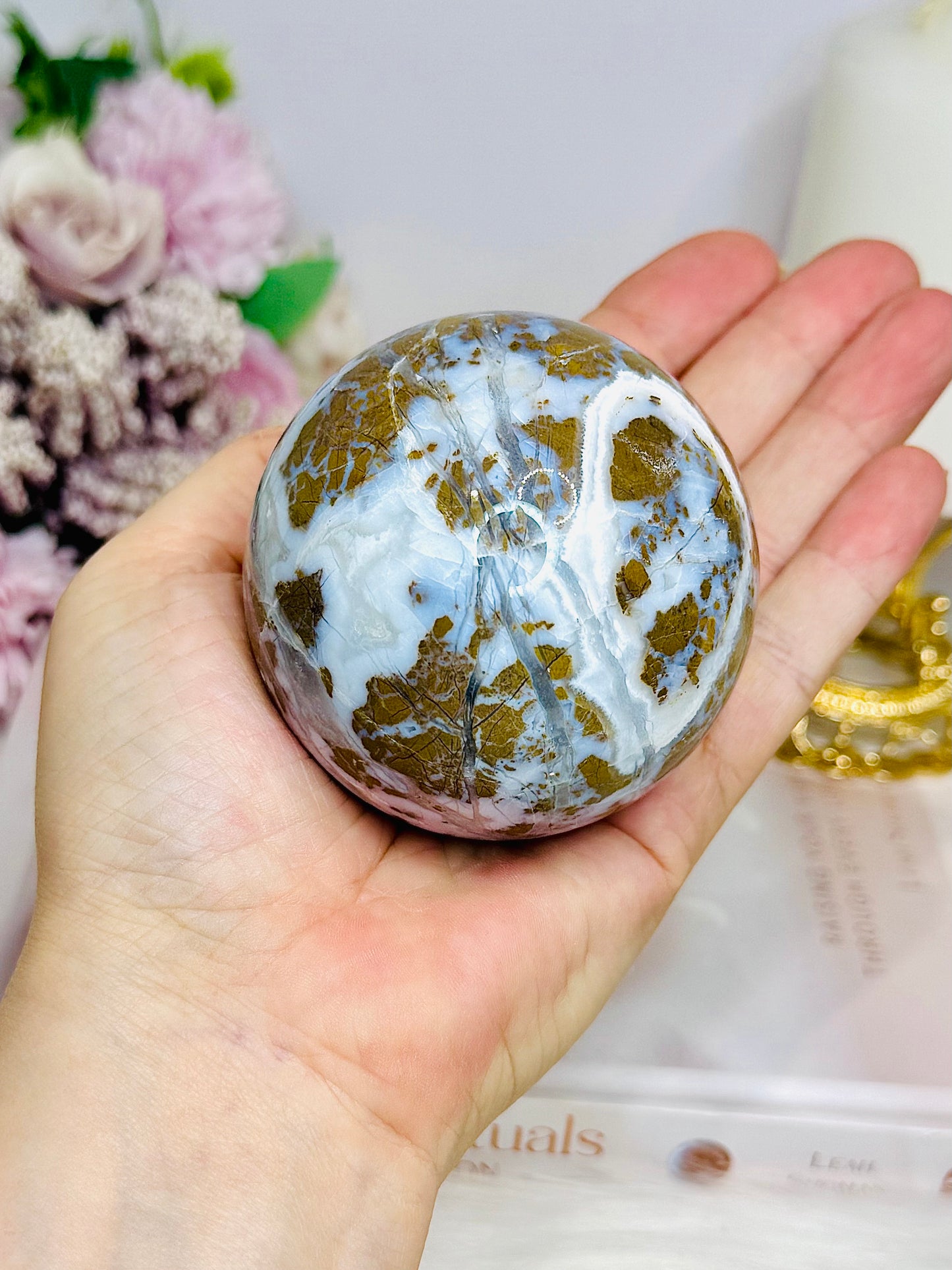 Large Brecciated Jasper Sphere on Stand 388g