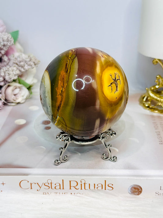 Large Mookaite Jasper Sphere on Stand 520g