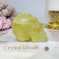 Citrine Carved Skull with Rainbows 8cm 399g