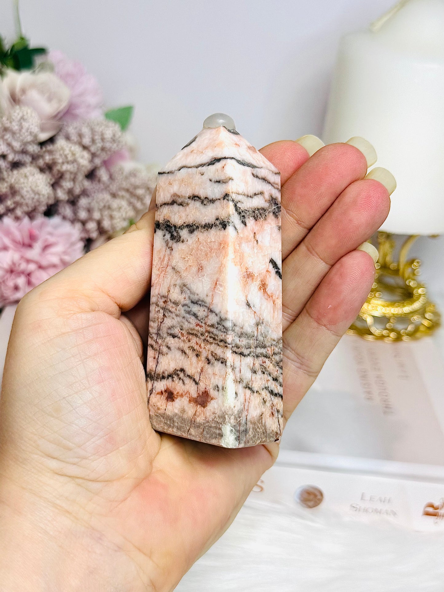 Pink Zebra Jasper Chunky Tower 9cm