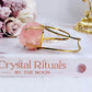 High Grade Raw Rose Quartz Chunky Adjustable Gold Plated Bracelet From Brazil In Gift Bag