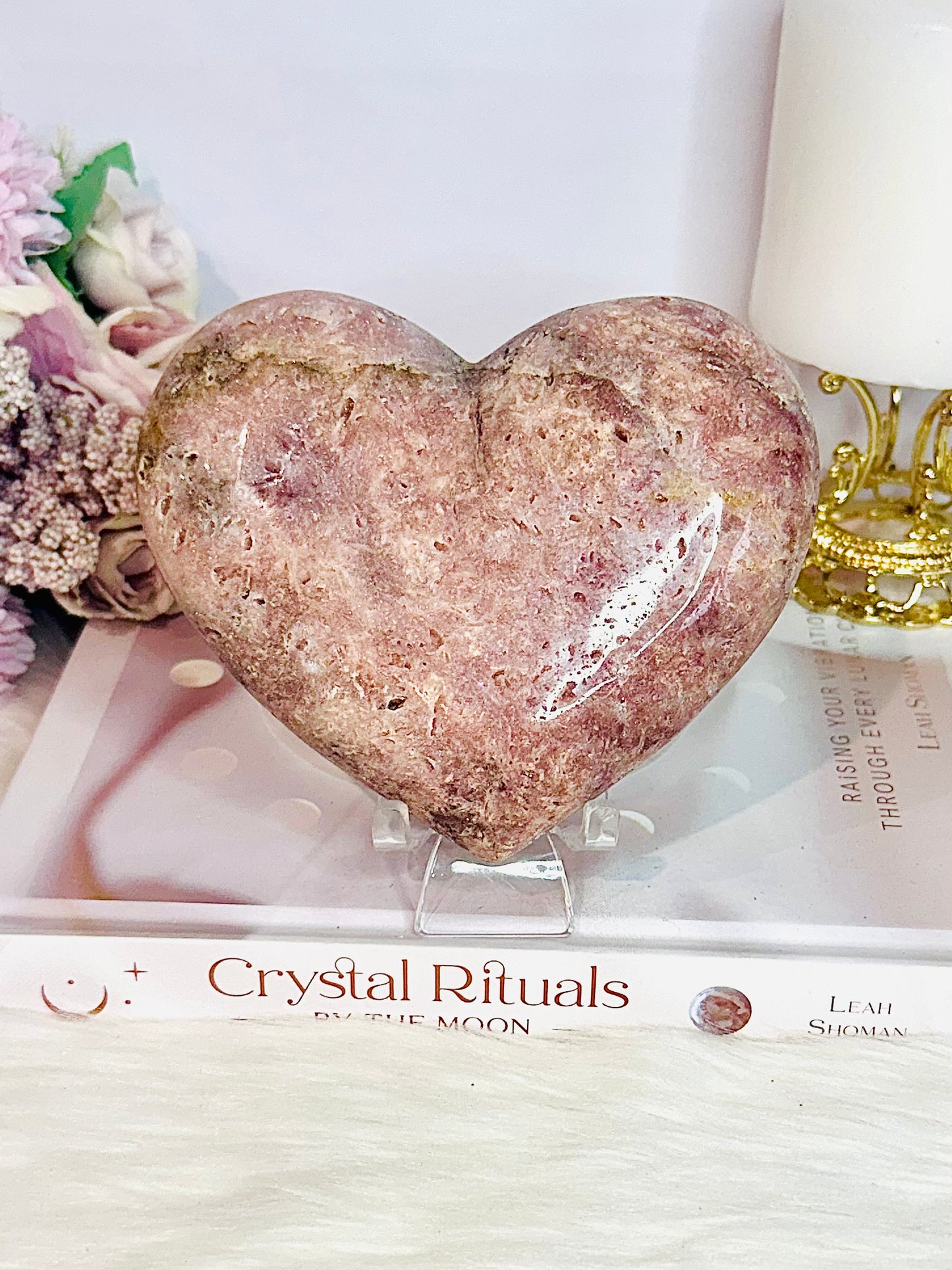 Large Pink Amethyst Chunky Heart On Stand 592gram