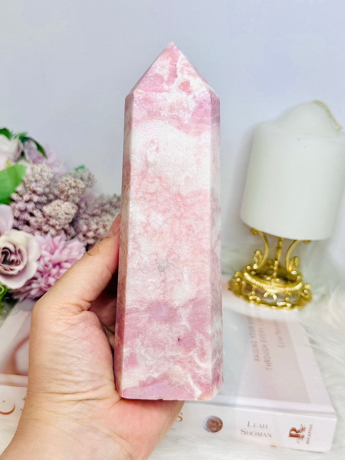 Large Pink Opal Tower 16.5cm