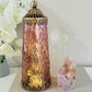 Glass Large Lantern Led Tower Pink Punch 27cm