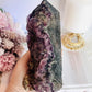 Absolutely Incredible Large Chunky 17cm Natural Druzy Purple Root Fluorite Tower