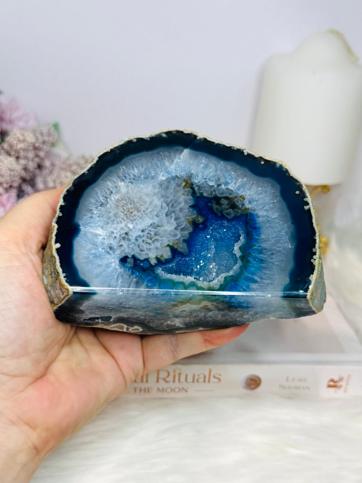 Blue (dyed) Agate Geode 12.5cm 771g