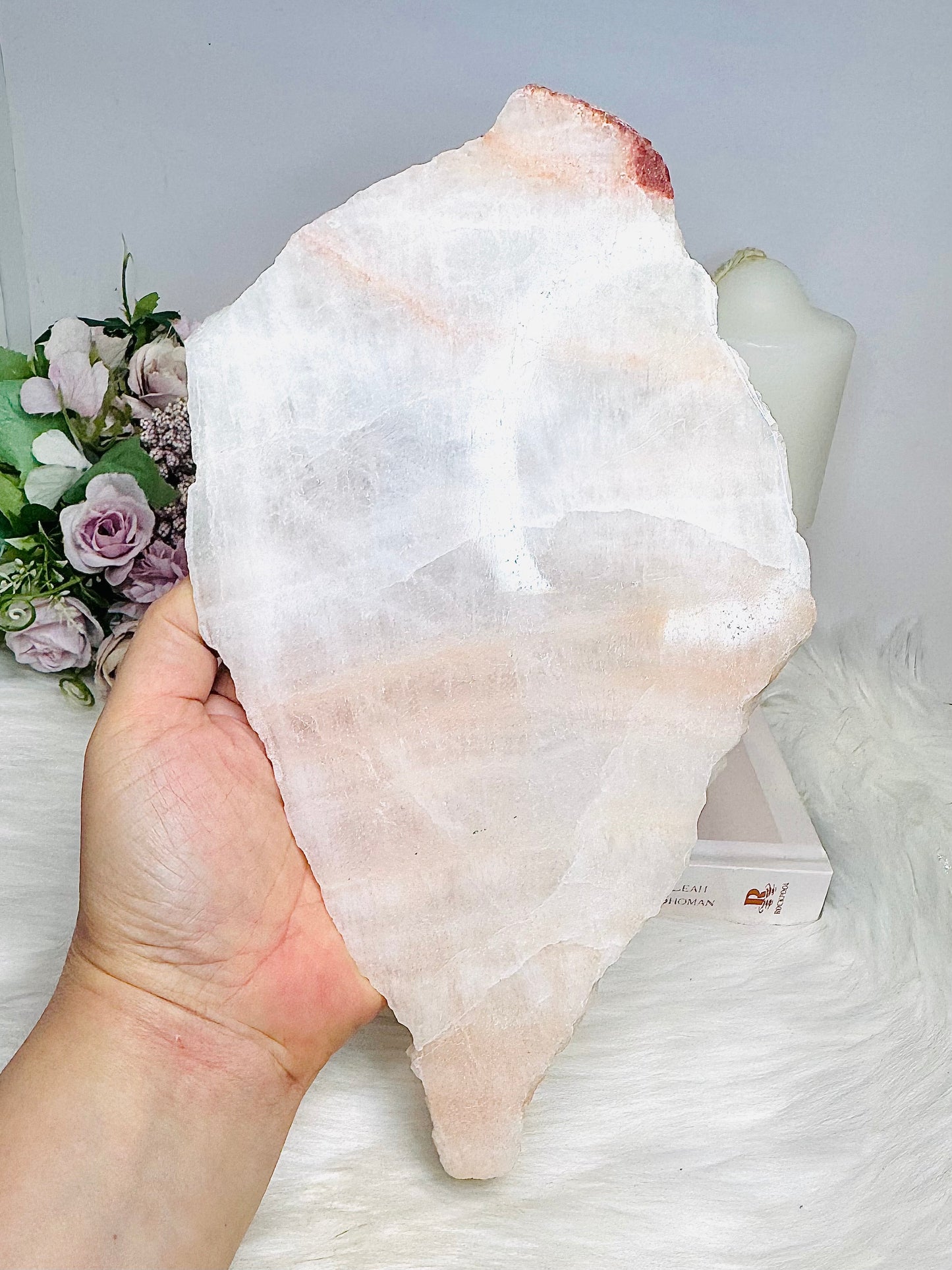 Large Mexican Pink Calcite Natural Slab 25cm 704g