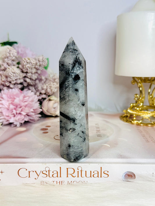 Black Tourmaline In Quartz Tower 11cm