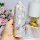 High Grade Flower Agate Druzy Tower 13cm
