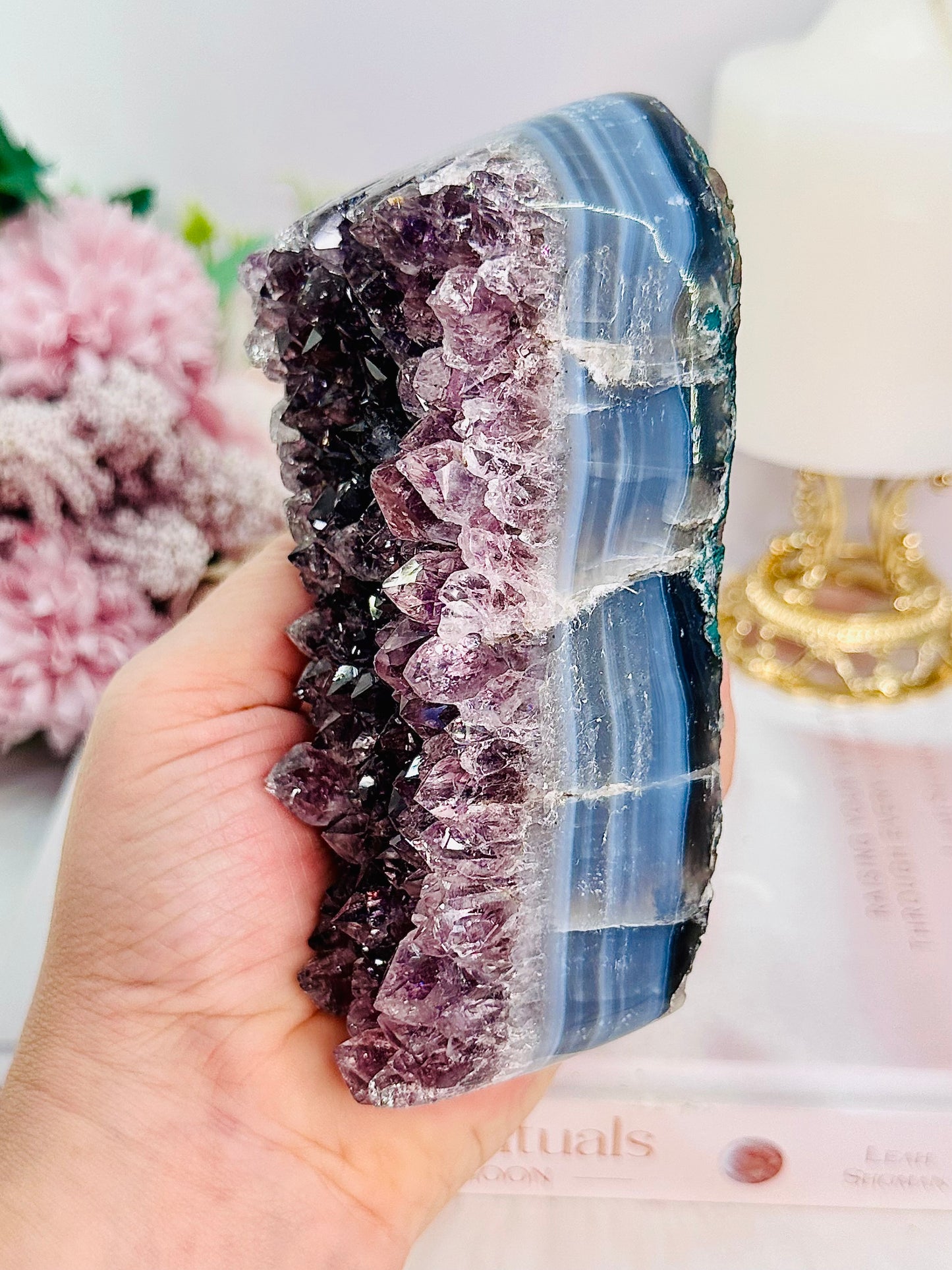 ⚜️ SALE ⚜️ Simply Stunning Chunky 637gram Amethyst Agate Cluster From Brazil Just Gorgeous 13cm