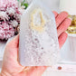 White Druzy Agate Tower From Brazil 13cm