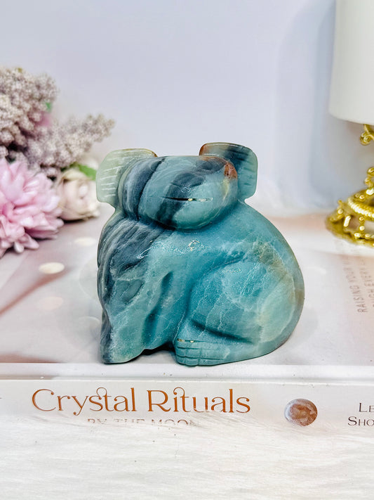 Chunky Blue Sky Quartz Koala Carving 418g