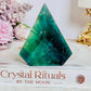 Perfect 8cm Green Fluorite Faceted Carved Flame