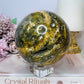 Large Ocean Jasper Orbicular Druzy Sphere On Stand 1.2KG
