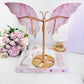 Classy & Truly Fabulous Large 25.5cm Incredible High Grade Pink Opal Carved Butterfly Wings On Gold Stand