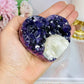 High Grade Deep Purple Amethyst Chunky Heart with Calcite Inclusion On Stand 9cm