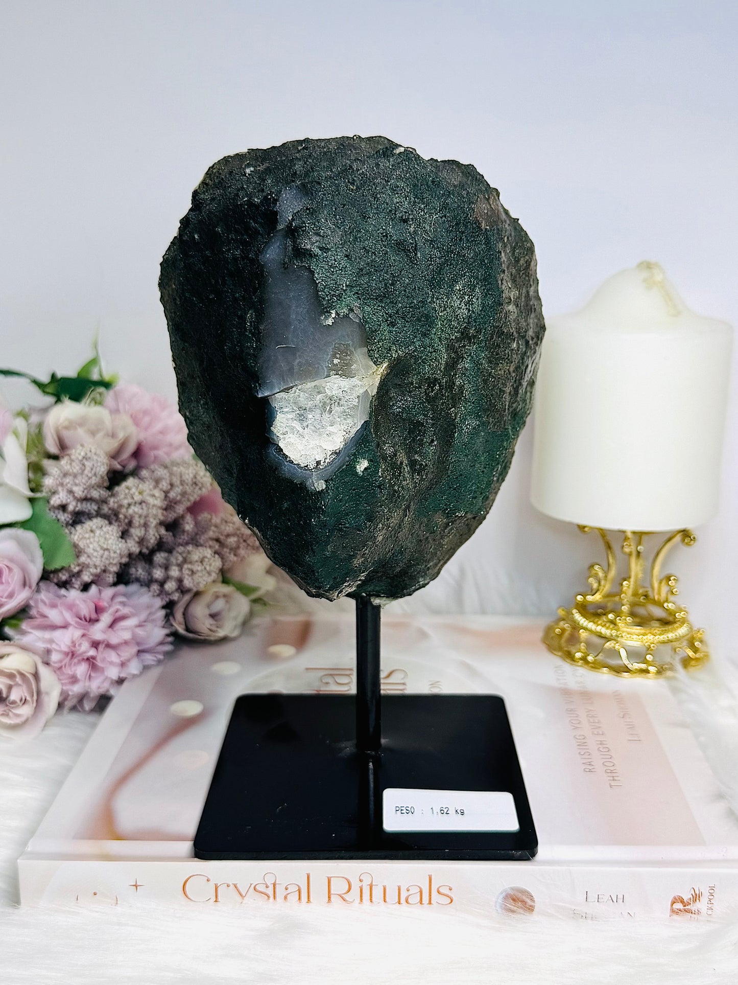 Large High Grade Amethyst Geode with Goethite Inclusions on Stand 1.6KG 20cm