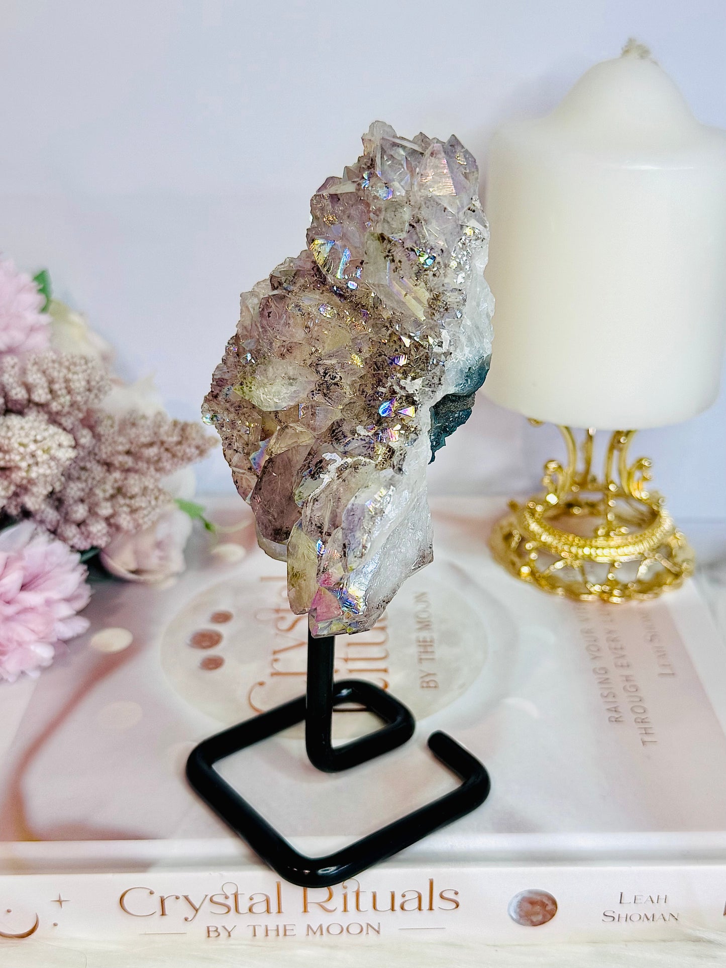 Stunning Large Angel Aura Amethyst Cluster On Stand 16cm