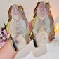 Huge 29.5cm (Inc Stand) Gorgeous Pink Amethyst Agate Wings On Gold Stand From Brazil