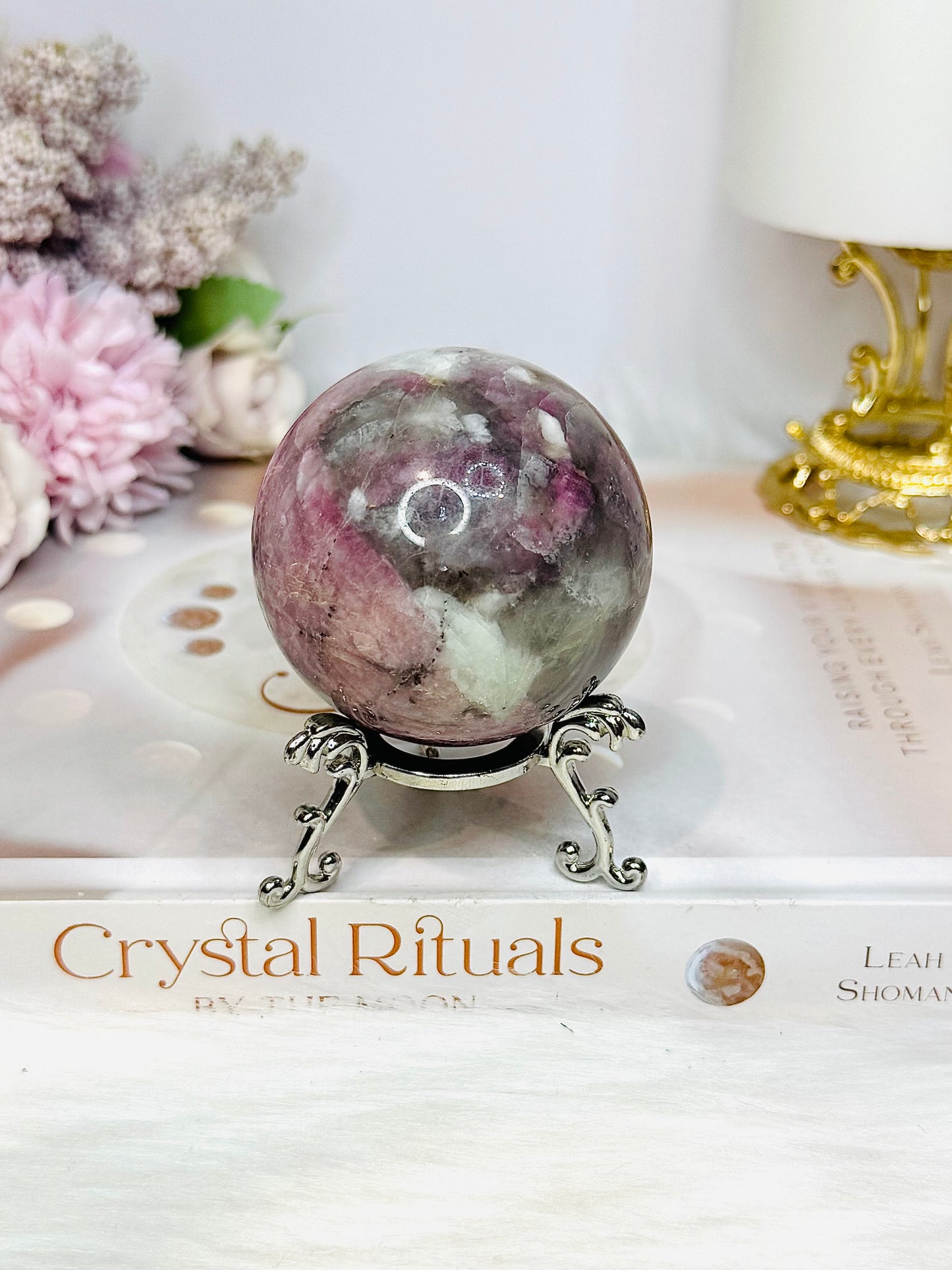 Pink Tourmaline Sphere On Stand 236g