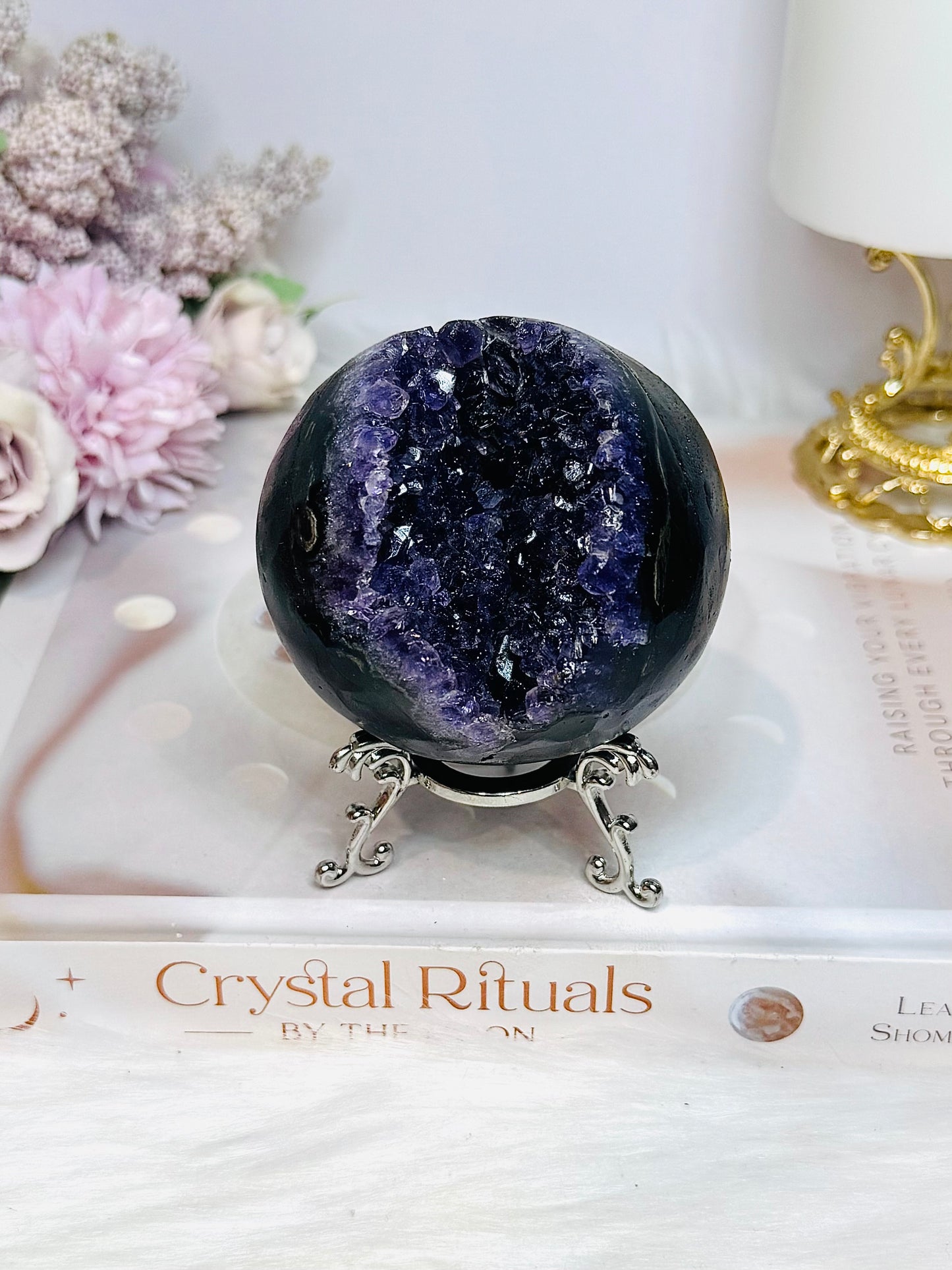 Large Druzy Amethyst Sphere on Stand 358g