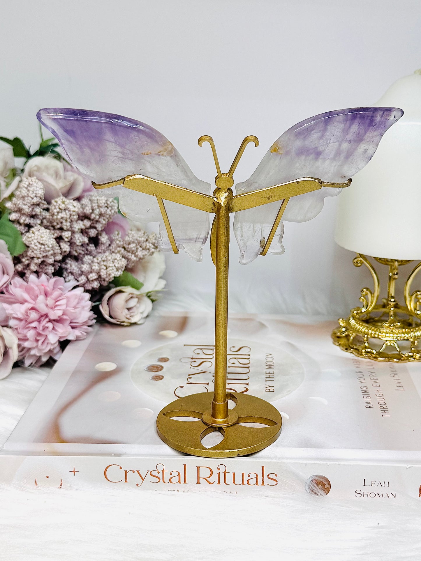 High Grade Amethyst in Quartz Butterfly Wings 15cm