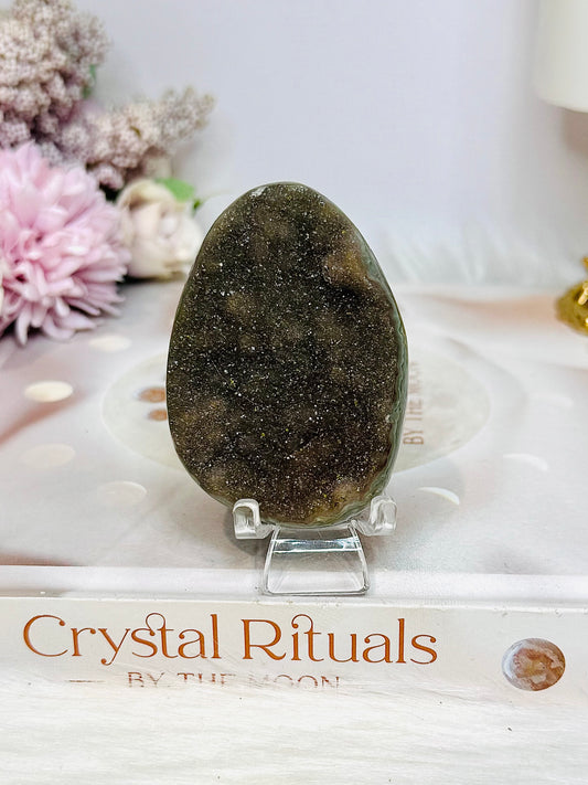 Amethyst Cluster Palm Stone (stand is display only)