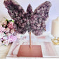 Classy Fabulous Large 23cm 1KG Amethyst Carved Butterfly On Rose Gold Stand From Brazil