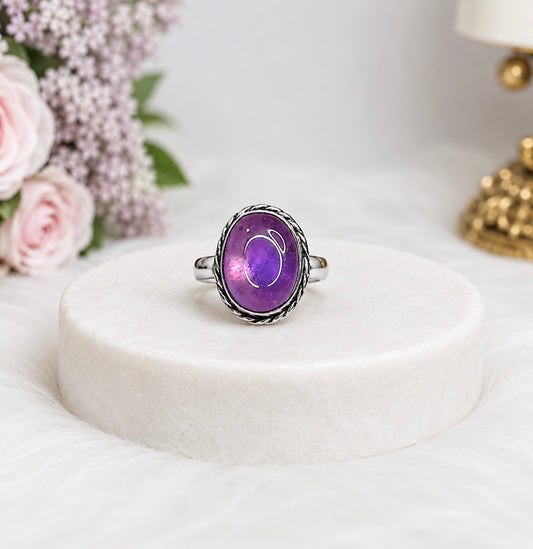 Purple Fluorite Sterling Silver Ring Size 6