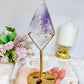 High Grade Amethyst In Quartz Diamond On Stand 21.5cm